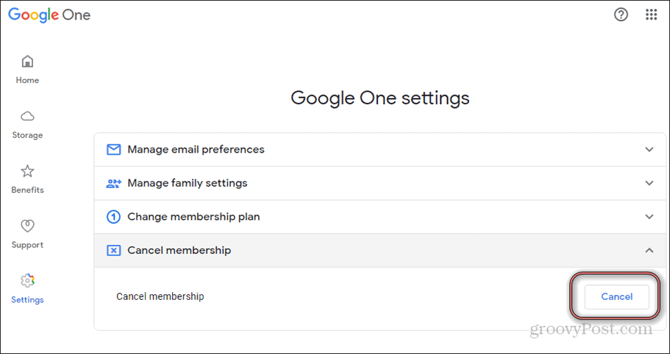 Google One annuleert lidmaatschap