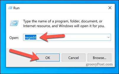 Regedit starten met Uitvoeren in Windows 10