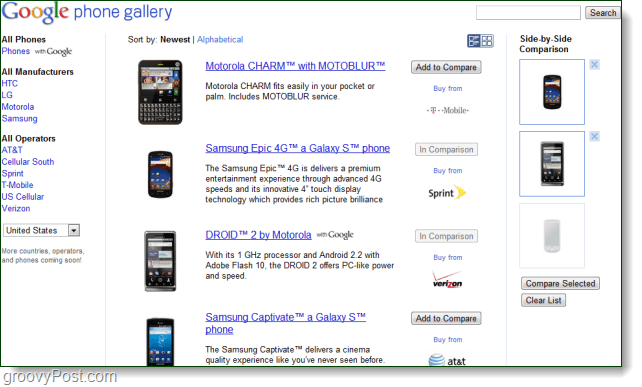 Google lanceert een telefoongalerij in plaats van de Nexus One