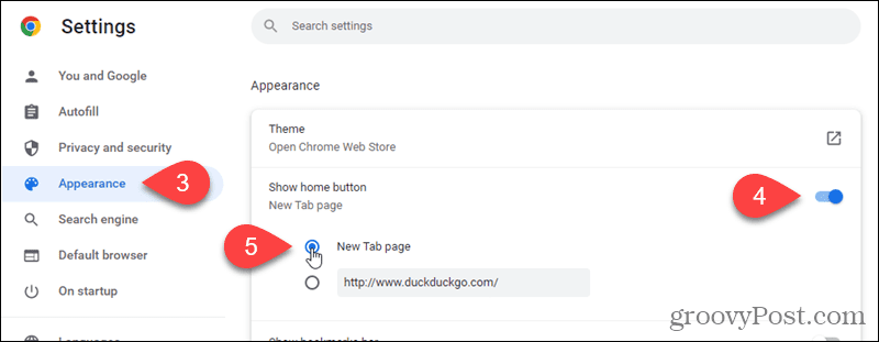 Toon de Home-knop in Chrome en laat de Home-knop de pagina Nieuw tabblad openen