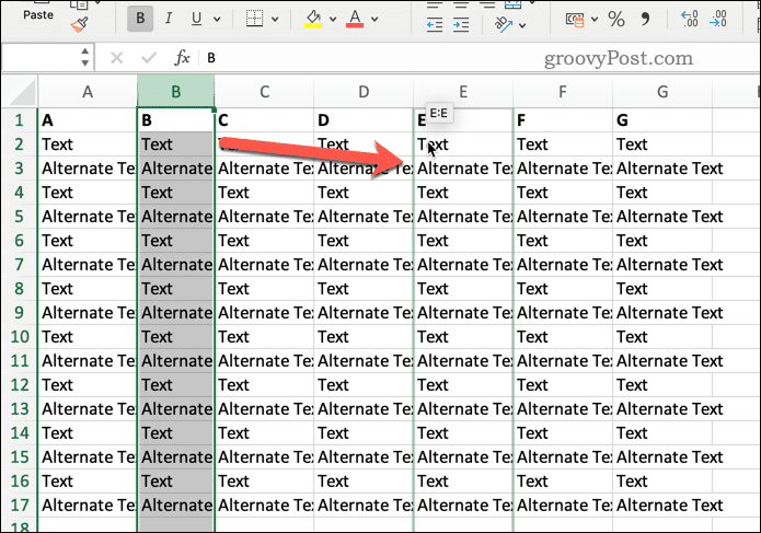 Een kolom verplaatsen in Excel
