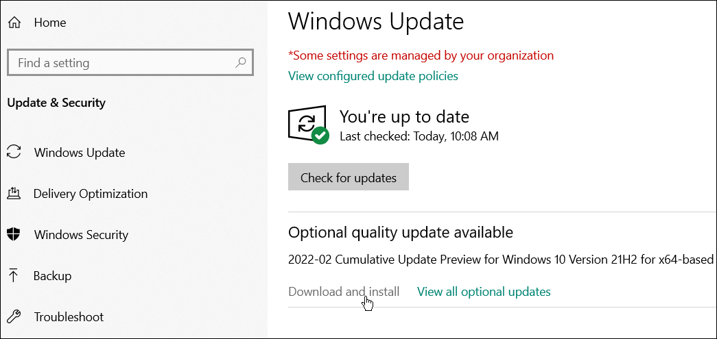 windows update fix windows taakbalk weergegeven in volledig scherm