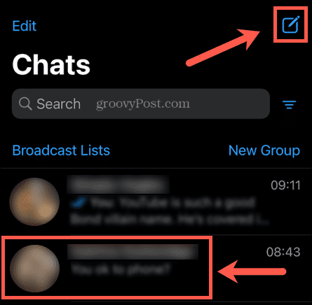 whatsapp nieuwe chat