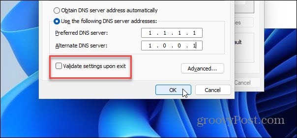 alternatief DNS-configuratiescherm