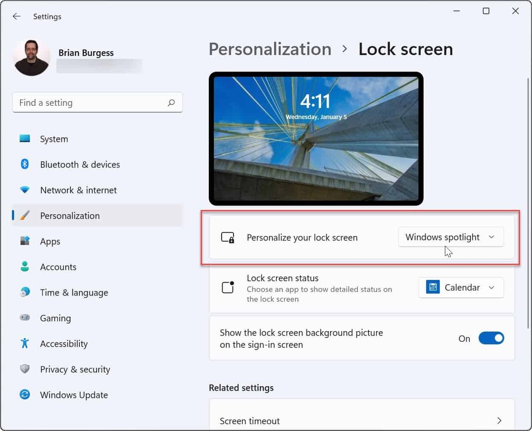 Personaliseer vergrendelscherm Windows 11