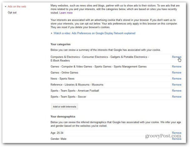 webadvertenties van Google Ads Preferences Manager