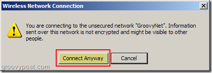 Windows XP draadloze netwerkverbinding onbeveiligde netwerkwaarschuwing:: groovyPost.com