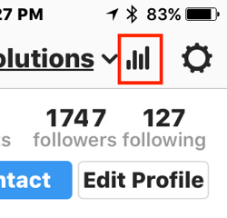 Tik op het staafdiagrampictogram om toegang te krijgen tot je Instagram Insights.