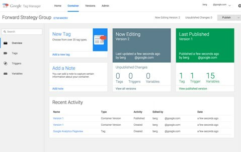 google analytics tag manager-interface