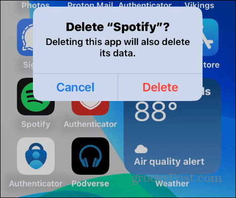 Verwijder de Spotify-app op de iPhone