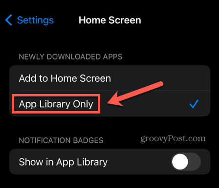 alleen iPhone app-bibliotheek