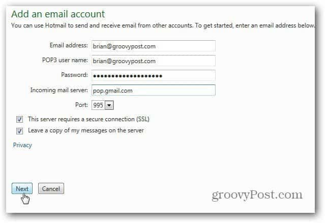 Gmail toevoegen aan Outlook.com