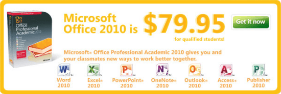 College Student Discount - Office 2010 educatieve / academische versie nu beschikbaar