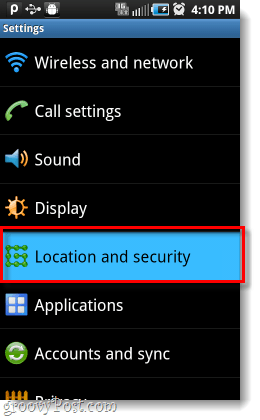 Locatie- en beveiligingsinstellingen van Android