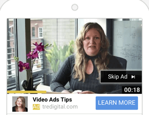 Hoe u een YouTube-advertentiecampagne opzet, stap 6, kies een YouTube-advertentie-indeling, voorbeeld van TrueView-advertenties