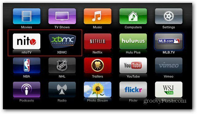 XBMC Nitro-pictogrammen Apple TV