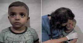 Zo probeerde de dokter het Palestijnse kind te kalmeren, dat trilde van angst tijdens de Israëlische aanval