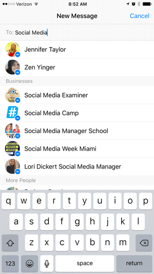 facebook messenger voor zakelijk zoeken