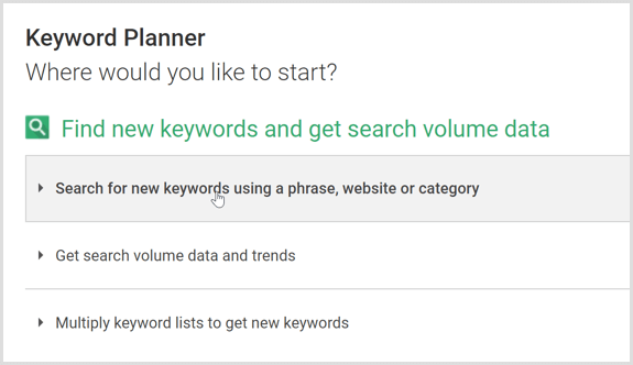 Google AdWords-zoekwoordplanner