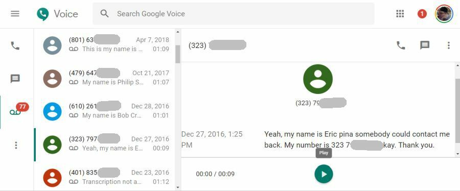 Google Voice-voicemails