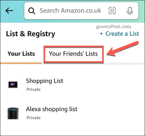 Verlanglijsten van vrienden bekijken in de Amazon-app