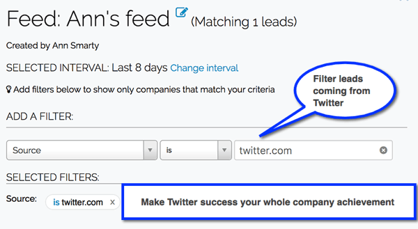 Maak Leadfeeder-filters om leads te volgen die afkomstig zijn van uw sociale mediakanalen.