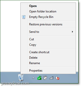 een volledig functionele prullenbak op de taakbalk in Windows 7