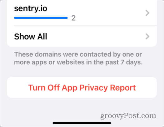 app-privacyrapport uitschakelen