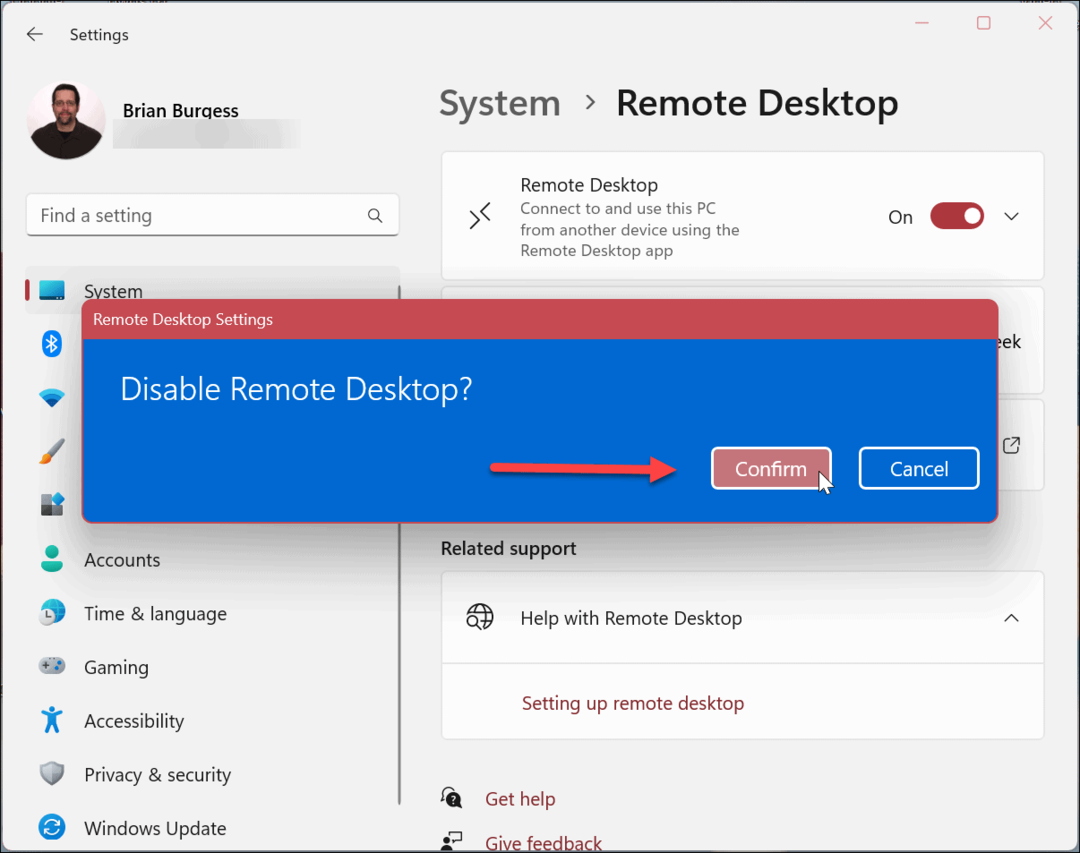 Hoe Remote Desktop op Windows 11 uit te schakelen