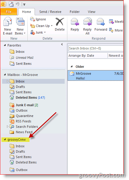Outlook 2010 Screenshot voor het toevoegen van extra mailbox