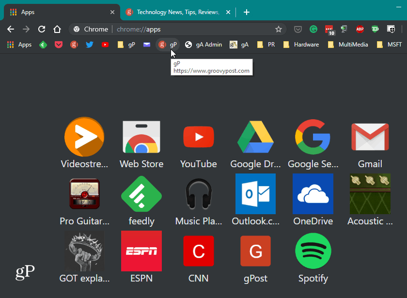 Dark Mode Chrome ingeschakeld