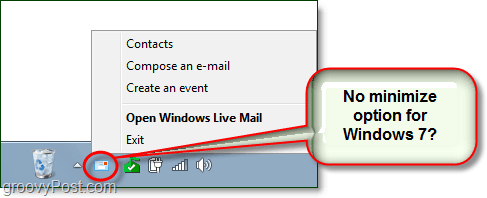 hoe live mail naar het systeemvak te minimaliseren in Windows 7