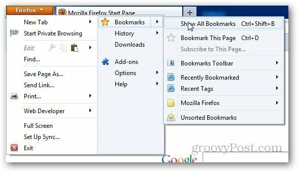 Bladwijzers herstellen Firefox 1