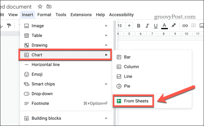 Voeg een Google Spreadsheets-diagram in Google Documenten in