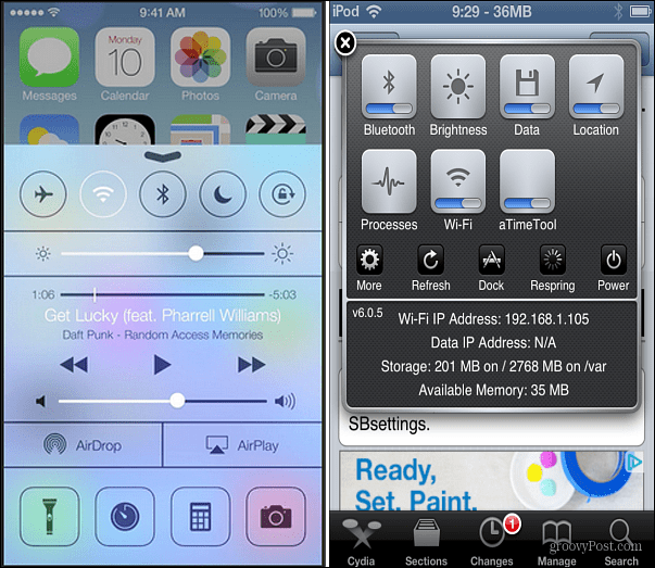 Control Center iOS 6 Jailbreak