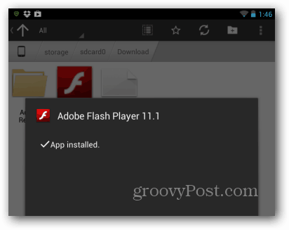 Android Flash Player geïnstalleerd