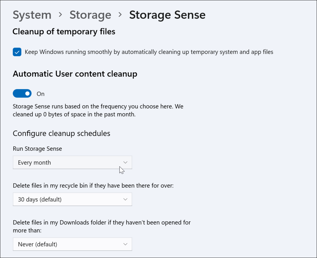 Storage Sense inschakelen en configureren op Windows 11