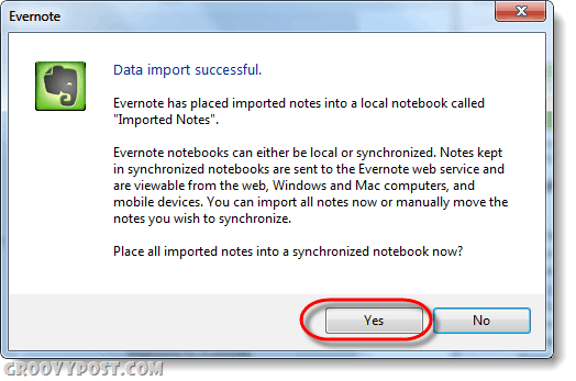 data import succesvol evernote
