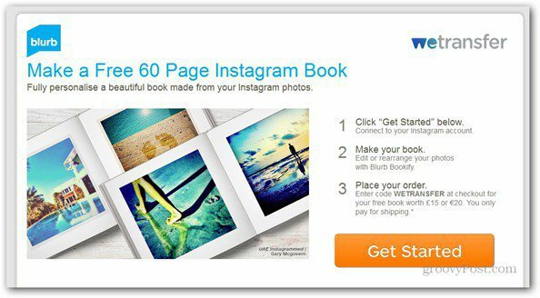 WeTransfer biedt een gratis Instagram-fotoboek van 60 pagina's