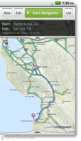Mapquest voor navigatie van Android-apps