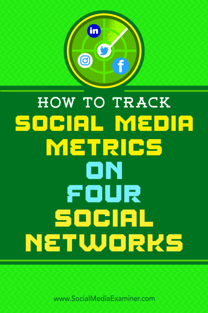 Hoe sociale media-statistieken op vier sociale netwerken bij te houden door Joe Griffin op Social Media Examiner.