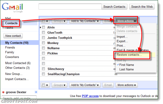 Hoe Gmail-contacten ongedaan te maken