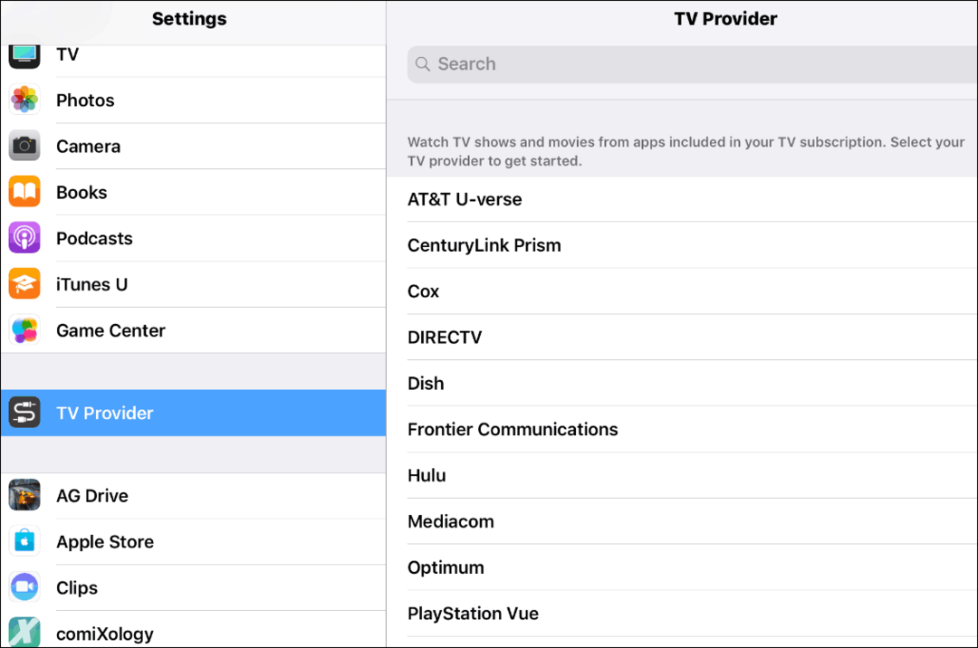 Tv-aanbieder iOS