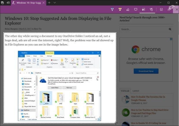 Webinhoud delen met Microsoft Edge in Windows 10