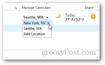 Outlook 2013 Kalender Weather Tour - Steden toevoegen / verwijderen