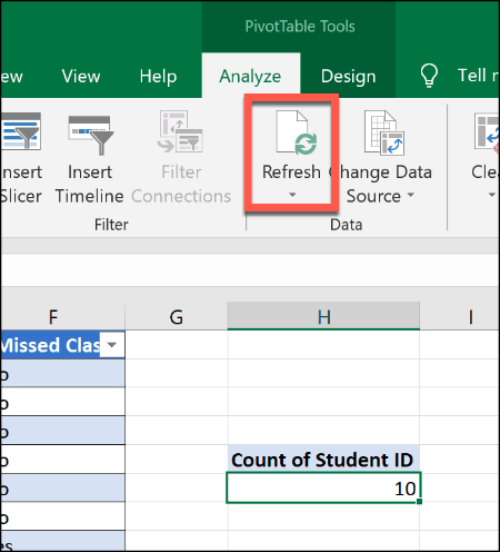 Een draaitabel vernieuwen in Excel
