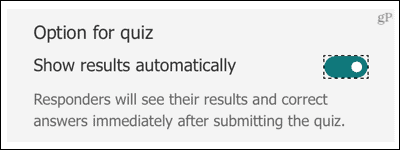 Microsoft Forms-quiz, resultaten automatisch weergeven