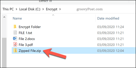 Een zip-bestand openen in Windows 10