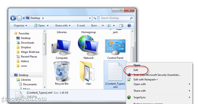 Hoe de inhoud van een .docx-bestand in Windows 7 te verkennen