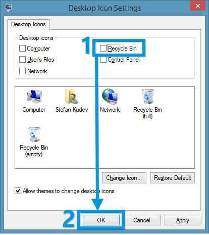 Desktop Prullenbak verbergen (2)